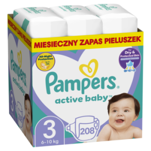 PAMPERS Active Baby pieluchy 6 10kg rozmiar 3 208 szt