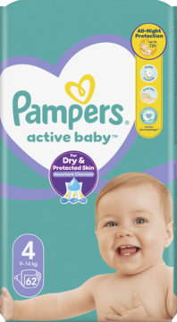 PAMPERS Active Baby pieluchy 4 9 14 kg 62 szt