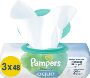 PAMPERS Harmonie Aqua chusteczki nawilzane 3 x 48 szt