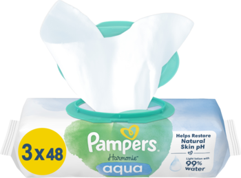 PAMPERS Harmonie Aqua chusteczki nawilzane 3 x 48 szt